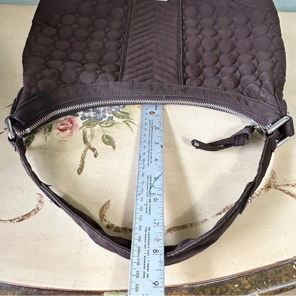 Vera Bradley Brown Quilted Floral Lined Hobo Purse Bag